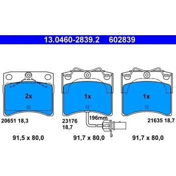 Brzdová destička Sada brzdových destiček, kotoučová brzda ATE 13.0460-2839.2