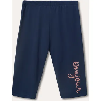 Dívčí 3/4 legíny - WINKIKI WTG 01803, tmavě modrá/ růžový nápis/ 392 Barva: Modrá tmavě, Velikost: 140