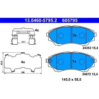 Brzdová destička Sada brzdových destiček, kotoučová brzda ATE 13.0460-5795.2