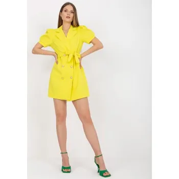 Dámské šaty Dámské šaty s páskem dvouřadové koktejlové mini VIRGEE žluté
