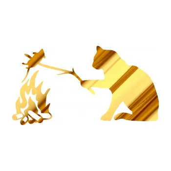 Samolepicí dekorace na vozidlo Kočka s myší levá (81 - chrom fólie zlatá zrcadlová) SAMOLEPKA NA AUTO, NÁLEPKA, FÓLIE, POLEP, TUNING, VLASTNÍ TEXT, TISK, AUTOSAMOLEPKY.cz, POLEPY, OBRÁZEK, LOGO, 3D STICKERS