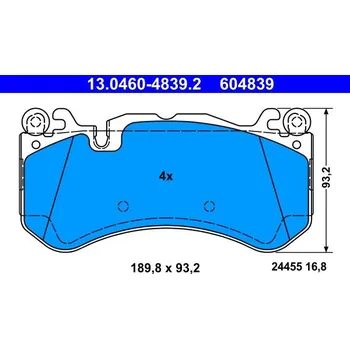 Brzdová destička Sada brzdových destiček, kotoučová brzda ATE 13.0460-4839.2