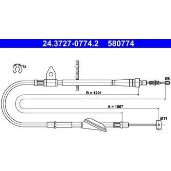 Brzdový systém Tažné lanko, parkovací brzda ATE 24.3727-0774.2