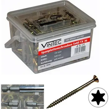 Šroub Vintec Šrouby do dřevotřísky 5x60 T25, 195 ks