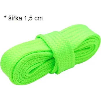 Tkaničky do bot Woodrow Široké tkaničky do tepláků bot kalhot mikiny * š: 1,5 cm - neon zelená fluorescentní