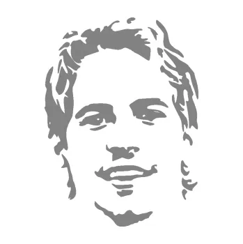 Samolepící dekorace SAMOLEPKA Paul Walker 008 levá obličej (17 - šedá) NA AUTO, NÁLEPKA, FÓLIE, POLEP, TUNING, VLASTNÍ TEXT, TISK, AUTOSAMOLEPKY.cz, POLEPY, OBRÁZEK, LOGO, SAMOLEPKY