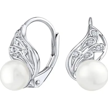 Náušnice Stříbrné náušnice GENEVIE s bílou pravou přírodní perlou