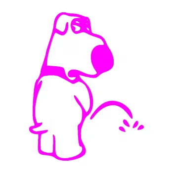 Samolepicí dekorace na vozidlo Pes čůrá 002 pravá (72 - Fluorescentní růžová) SAMOLEPKA NA AUTO, NÁLEPKA, FÓLIE, POLEP, TUNING, VLASTNÍ TEXT, TISK, AUTOSAMOLEPKY.cz, POLEPY, OBRÁZEK, LOGO, 3D STICKERS