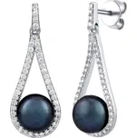 Stříbrné luxusní náušnice s černou přírodní perlou LPSGRP19233B