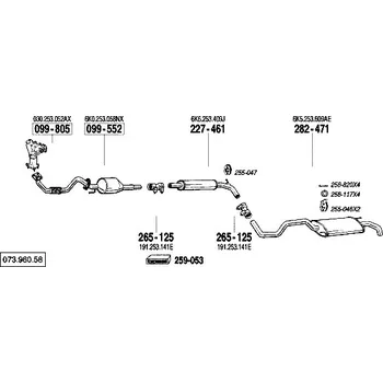 Zadní díl výfuku zadní tlumič výfuku Polmostrow 282471P, náhrada za Bosal 282-471