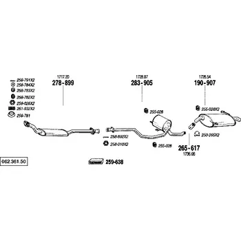 Tlumič výfuku přední tlumič výfuku Polmostrow 278899P, náhrada za Bosal 278-899