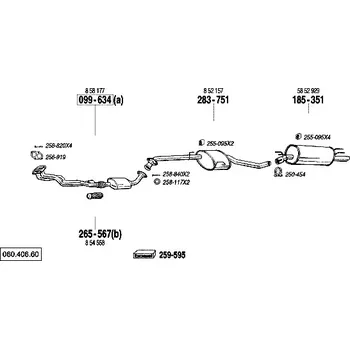 Výfukový systém střední tlumič výfuku Polmostrow 283751P, náhrada za Bosal 283-751