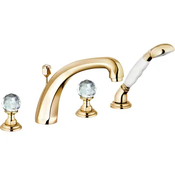Vodovodní baterie Kludi Adlon - Vanová baterie s výpustí, 4-otvorová instalace, zlatá 5152445G4