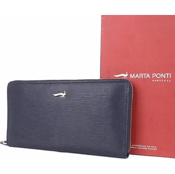 Peněženka Luxusní celozipová tmavěmodrá kožená peněženka Marta Ponti no. P002