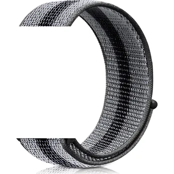 Řemínek na hodinky Nylonový provlékací sportovní řemínek pro Apple Watch 42/44/45/46/49mm Barva: Šedá/černá pruhy, Typ: 54