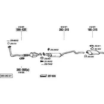 Zadní díl výfuku zadní tlumič výfuku Polmostrow 185315P, náhrada za Bosal 185-315