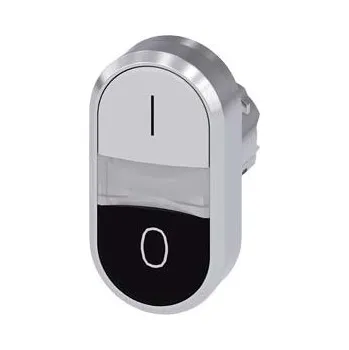 Stykač SIEMENS Dvojtlačítko osvětlené, 22 mm, kulatý, kov, s vysokým leskem, bílá: I, černá: O 3SU1051-3AB61-0AK0