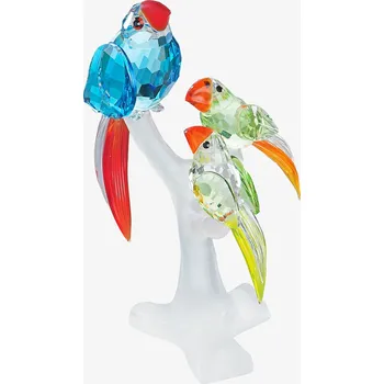 Skleněná figurka Papouščí rodina z českého křišťálu Preciosa