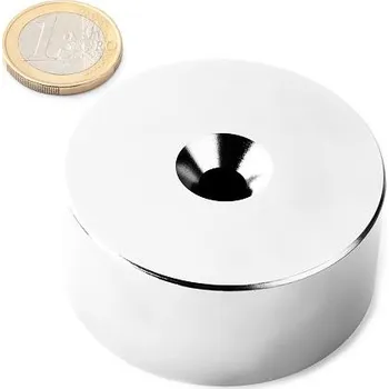 Dekorativní magnet Neodymový kruhový magnet Ø 55/12-8 mm, v. 25 mm, M8, síla 115 kg