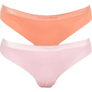 Kalhotky Tanga 2pcs QD3695E-CDJ oranžovorůžová - Calvin Klein XS oranžová a růžová