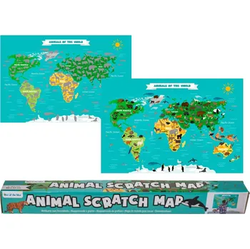 metr Stírací mapa světa se zvířaty
