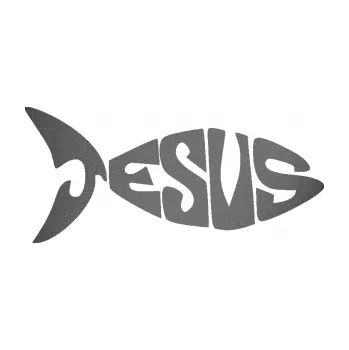 samolepka Jesus rybička 007 (41 - grafitová metalíza) SAMOLEPKA NA AUTO, NÁLEPKA, FÓLIE, POLEP, TUNING, VLASTNÍ TEXT, TISK, AUTOSAMOLEPKY.cz, POLEPY, OBRÁZEK, LOGO, 3D STICKERS