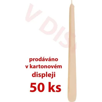 Svíčka SVÍČKA KÓNICKÁ DISPL.50 KS,18,5X2,3CM PARAF.RŮŽOVÁ