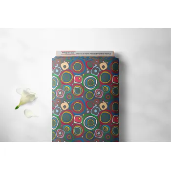 Orbytex Kočárkovina metráž šíře 160 cm, nepromokavá látka, vzor kolečka na tmavě šedé