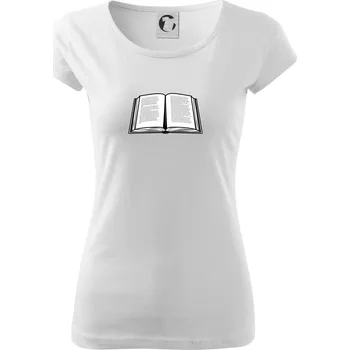 Dámské tričko Kniha černobílá otevřená s textem - Dámské triko Pure - 3XL ( Bílá )
