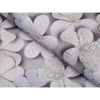Dekorační látka PML-032 Designové květy na šedém - šířka 150 cm