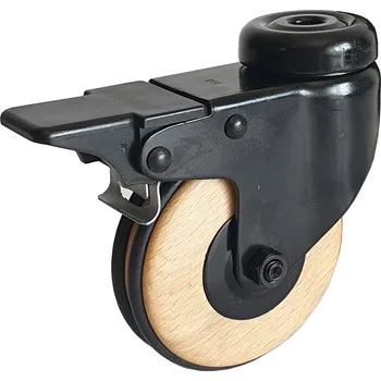 Pojezdové kolečko Designové kolečko WOOD otočné průměr 50mm s brzdou - na šroub