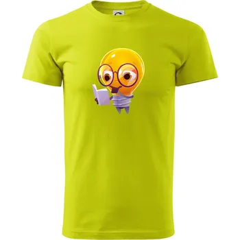 Žárovka přemýšlí nad knihou - Klasické pánské triko vyšší gramáže - 2XL ( Limetková )