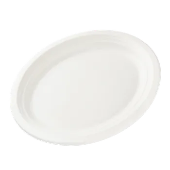 Jednorázové nádobí EcoPack Talíř EKO z cukrové třtiny 32 cm oválný bílý bal/50 ks