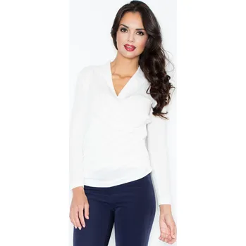 Dámský svetr Smetanový svetr s překládaným výstřihem M247 Ecru Velikost: XL