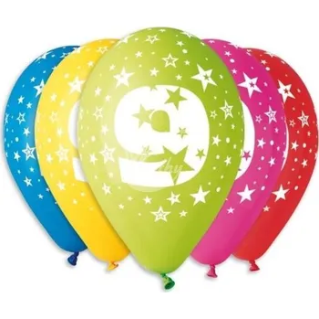 Balónky potisk čísla \"9\" (5ks)