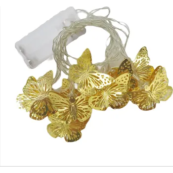 Vánoční dekorace Hjlight Světelný řetěz se zlatými motýly a průhledným kabelem 2 m 10 LED