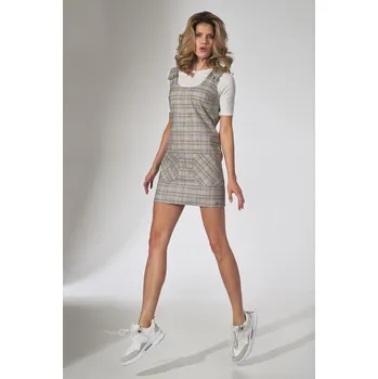 Dámské šaty Dámské béžové kárované šaty 121 Velikost: L