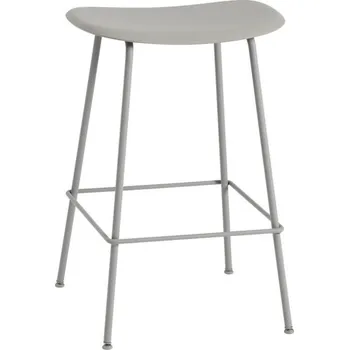 Barová židle Muuto Barová stolička Fiber Stool 65cm Tube Base, grey
