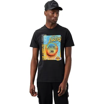 Pánské tričko tričko New Era Hoop Graphic NBA Los Angeles Lakers - Black/Trip XL