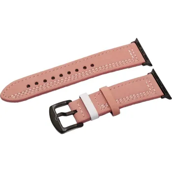 Ostatní příslušenství k chytrým hodinkám eses Kožený řemínek pro Apple Watch - Růžový s bílým vzorem 38mm, 40mm, 41 mm