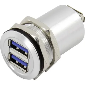 Elektrická zásuvka TRU COMPONENTS USB-14-BK Dvojitá vestavná zásuvka USB A 3.0 zásuvka, vestavná Množství: 1 ks