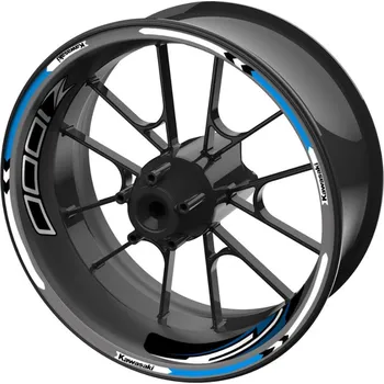 Polep vozidla sada barevných proužků EASY na kola Kawasaki Z1000 modrá