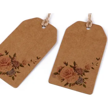 Dárková krabička Visačka - jmenovka přírodní - růže - 10 ks