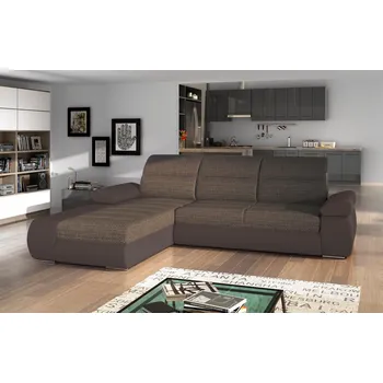 Sedací souprava Rozkládací rohová sedačka ALADIN hnědá melír/hnědá