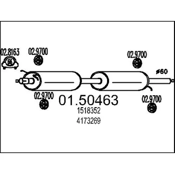 Auto-moto Střední tlumič výfuku MTS 01.50463