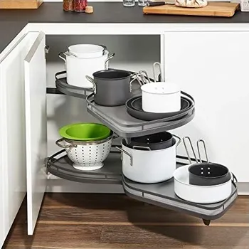 Kuchyňská skříňka Kesseböhmer Rohová ladvinka LeMans s tlmením arena style Antracit Pravý 600 mm