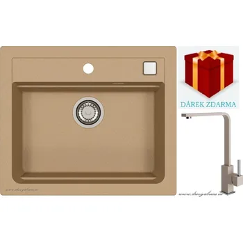 Granitový dřez Alveus SET dřez Atrox 30 + baterie Afra - 55 beige + dárek (příborník, podložka na sušení nádobí nebo tekutý čistič)