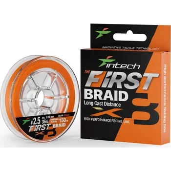 Intech First Splétaná Šňůra Braided Line Braid X8 Orange 150 m - 0,26 mm 16,33 kg