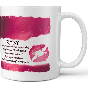 Hrnek 330 ml - Ryby (21.2. - 20.3.) - červený