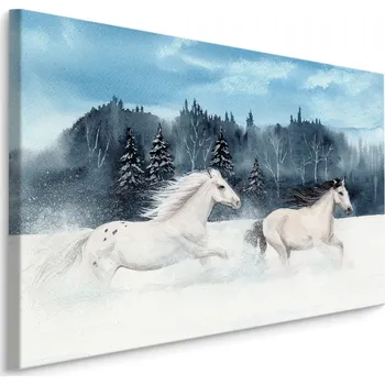 MyBestHome BOX Plátno Koně Cválající Sněhem Varianta: 40x30
